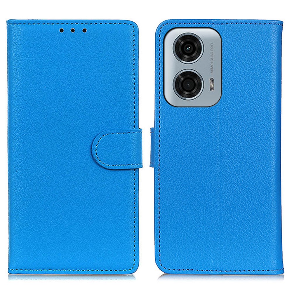  Motorola Moto G04 4G/G24 4G Litchi Läder Fodral Blå