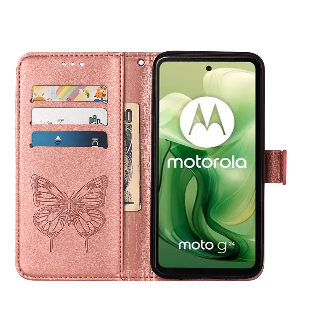  Motorola Moto G04 4G/G24 4G Butterfly Fodral Roséguld