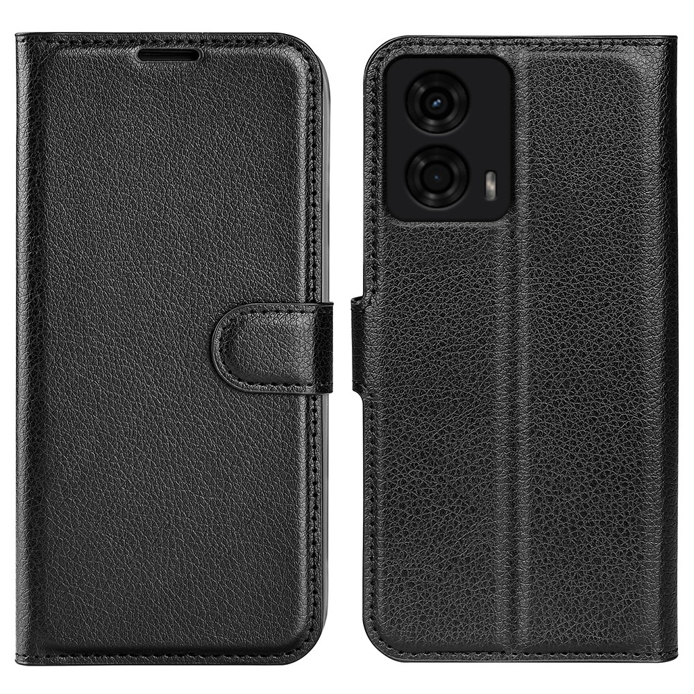  Motorola Moto G04 4G/G24 4G Fodral Litchi Läder Svart