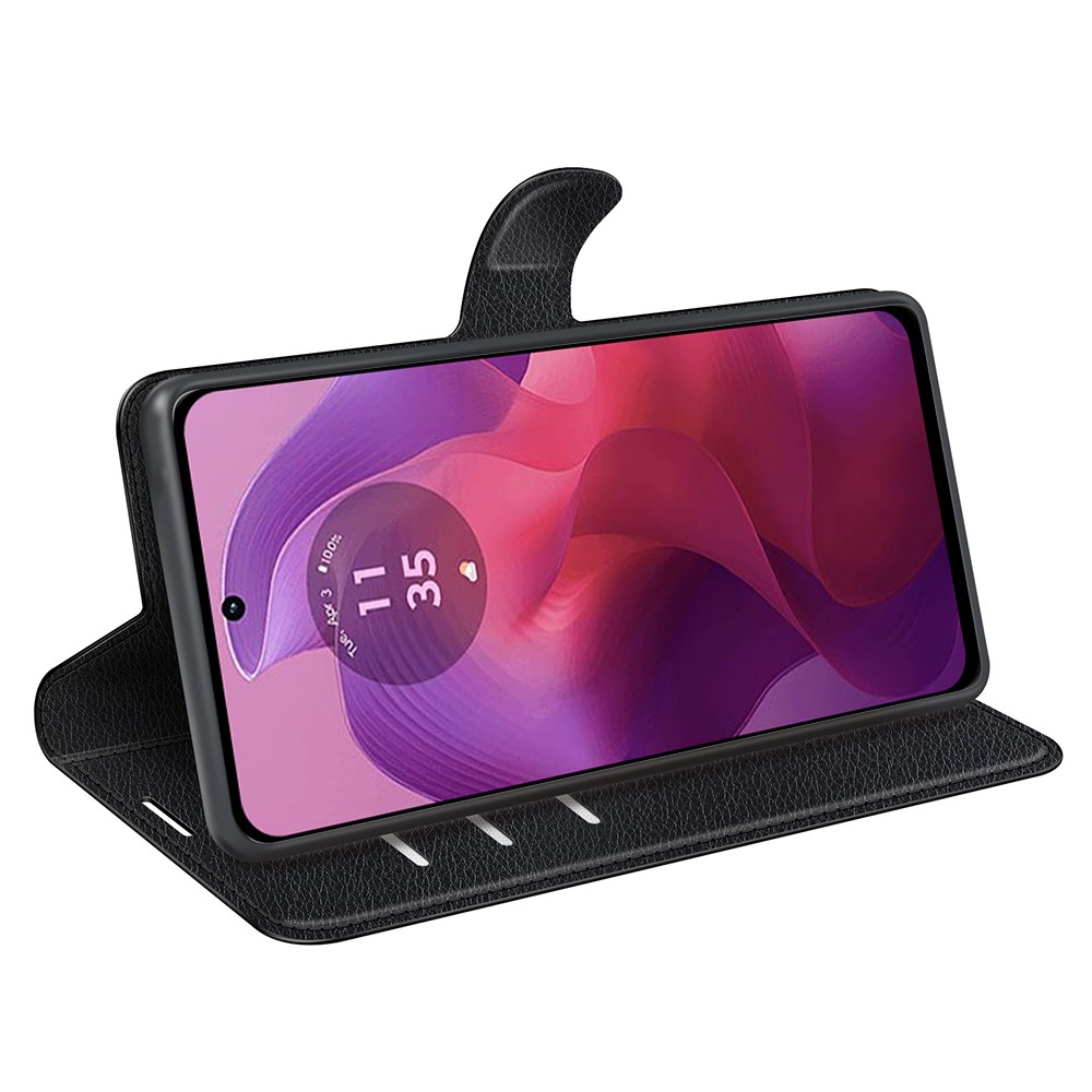  Motorola Moto G04 4G/G24 4G Fodral Litchi Läder Svart