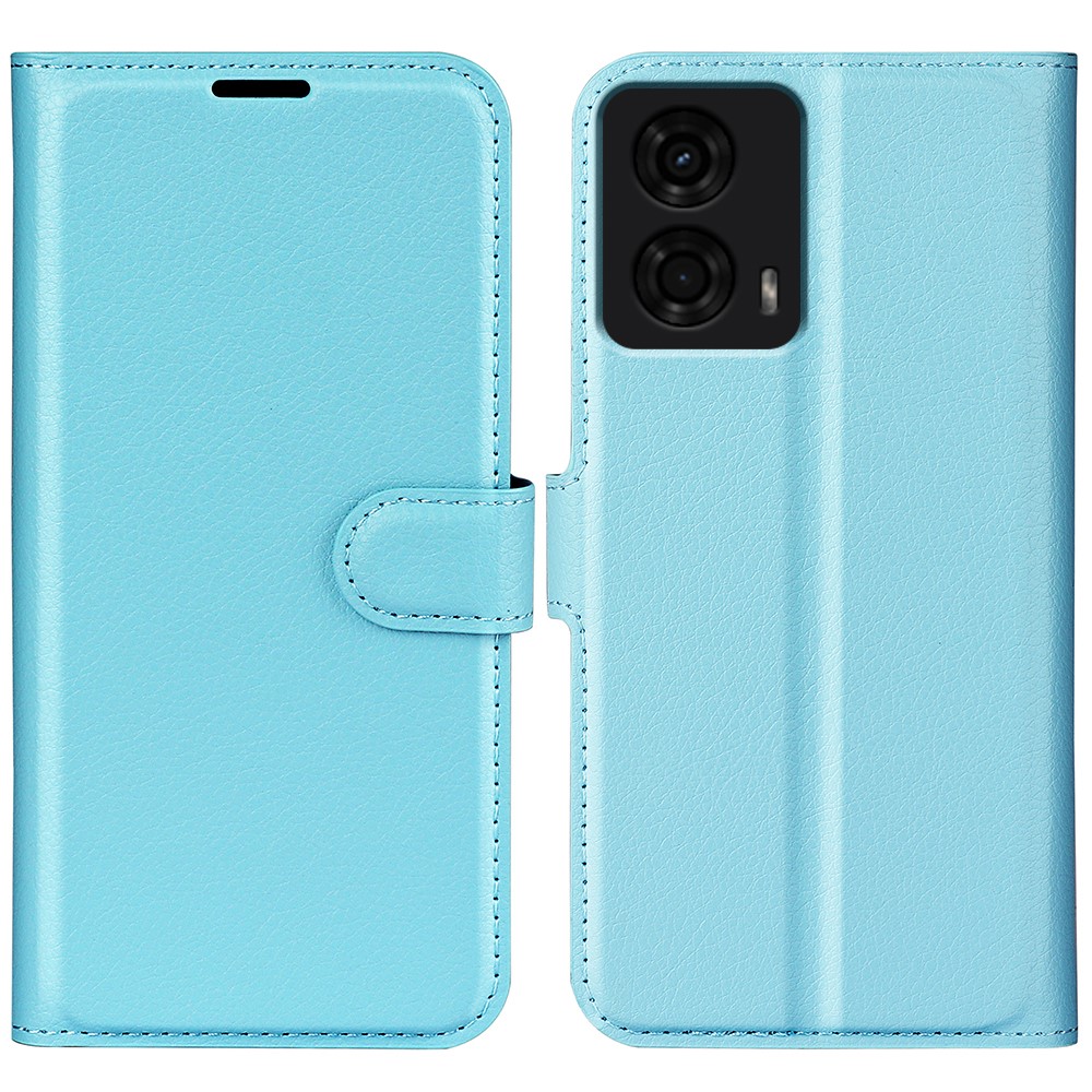  Motorola Moto G04 4G/G24 4G Fodral Litchi Läder Ljus Blå