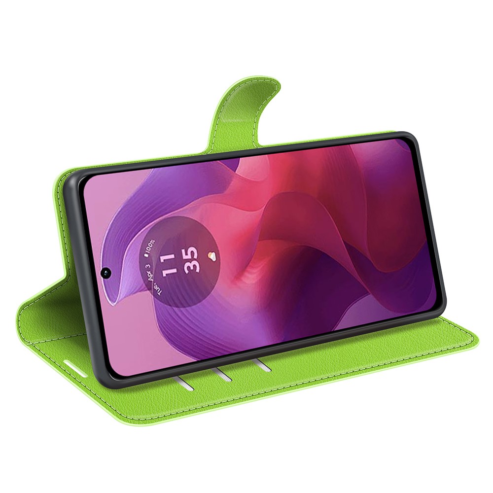  Motorola Moto G04 4G/G24 4G Fodral Litchi Läder Grön