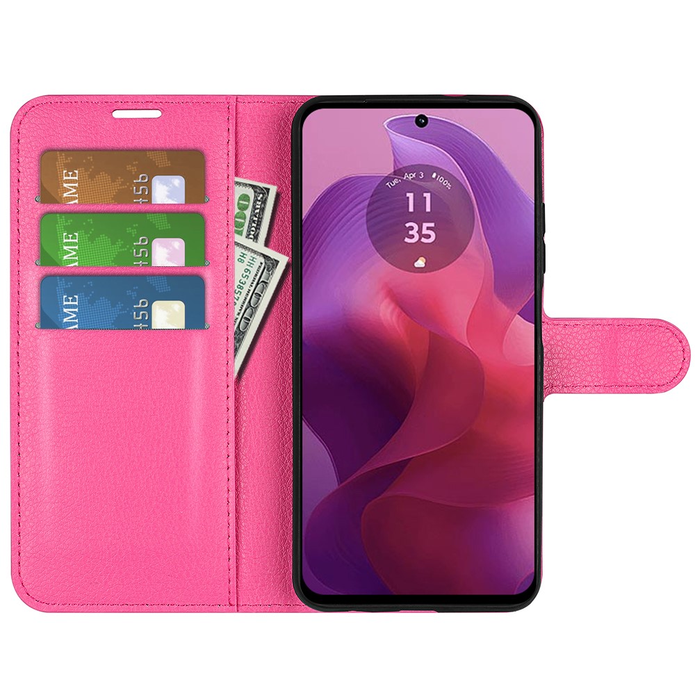  Motorola Moto G04 4G/G24 4G Fodral Litchi Läder Rosa