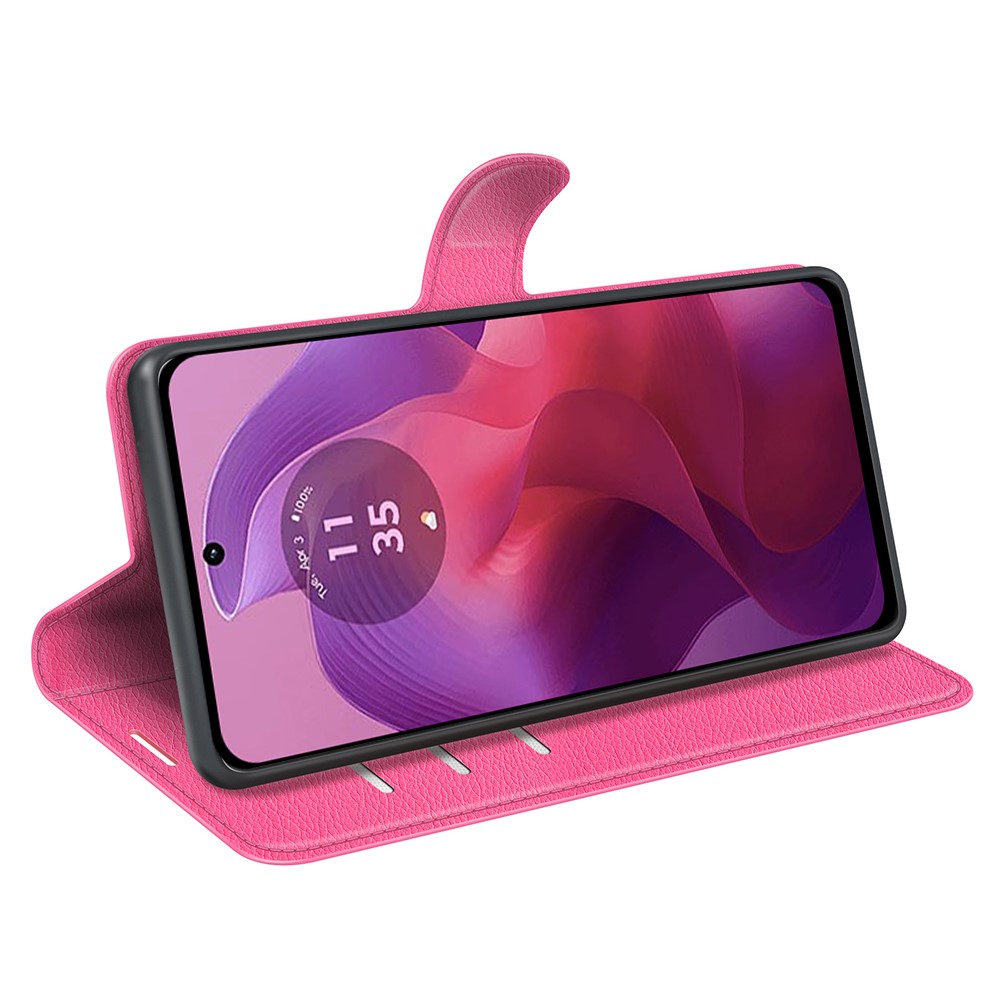  Motorola Moto G04 4G/G24 4G Fodral Litchi Läder Rosa