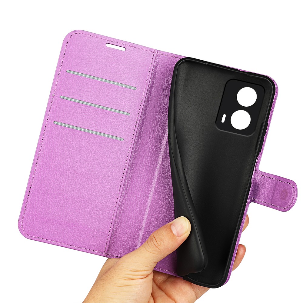  Motorola Moto G04 4G/G24 4G Fodral Litchi Läder Lila