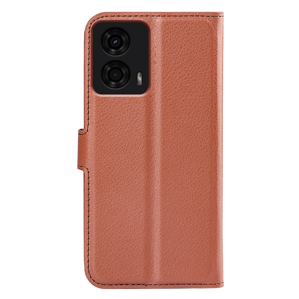  Motorola Moto G04 4G/G24 4G Fodral Litchi Läder Brun