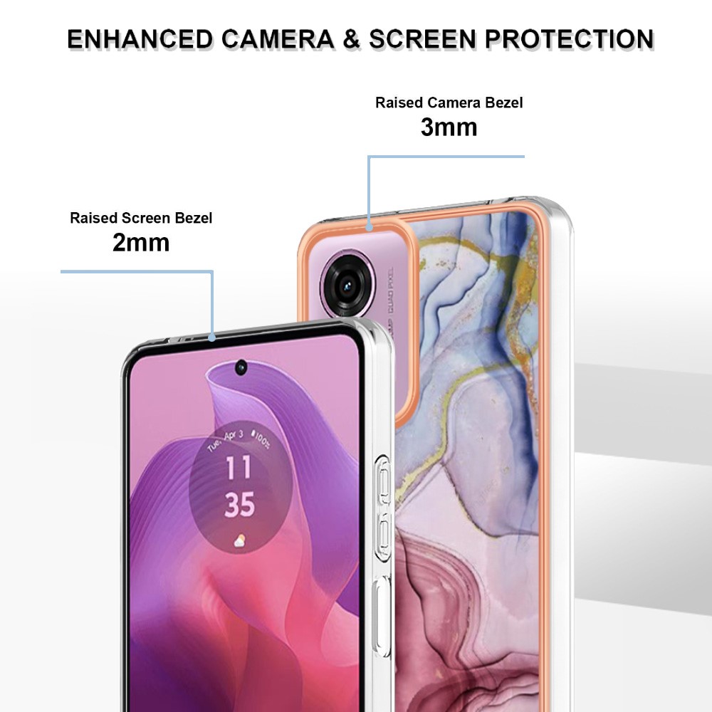  Motorola Moto G04 4G/G24 4G Marmor Skal Roséguld