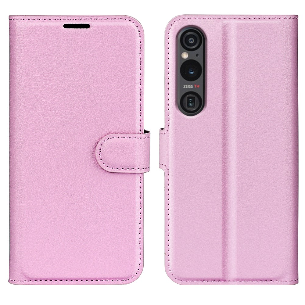  Sony Xperia 1 VI Fodral Litchi Läder Ljus Rosa