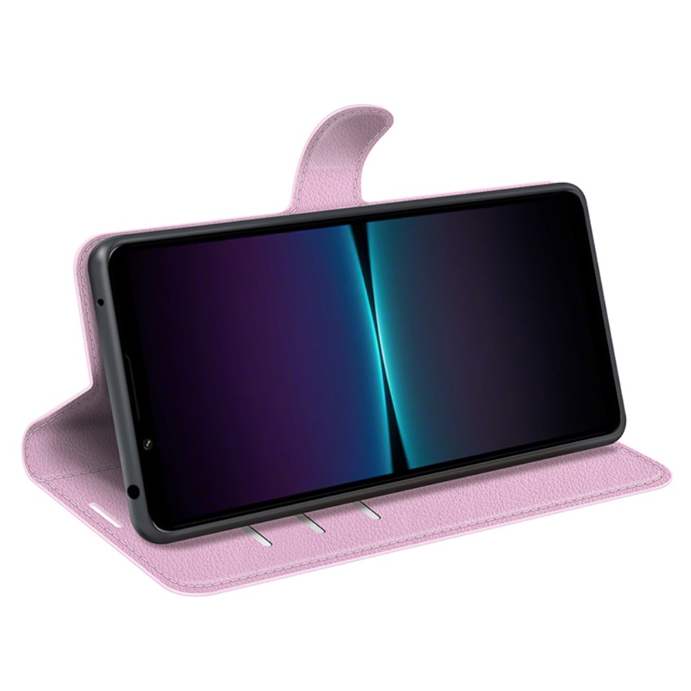  Sony Xperia 1 VI Fodral Litchi Läder Ljus Rosa