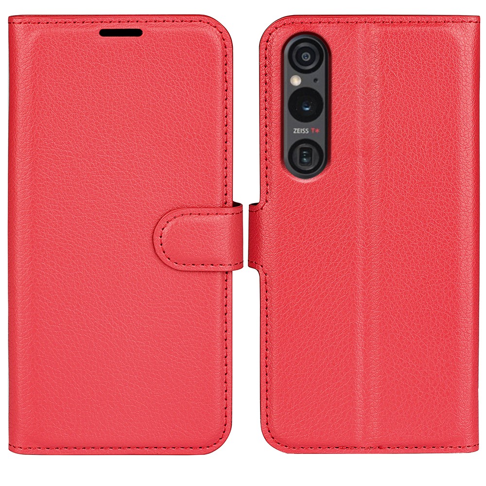  Sony Xperia 1 VI Fodral Litchi Läder Röd