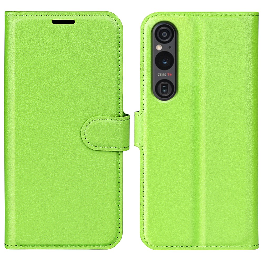  Sony Xperia 1 VI Fodral Litchi Läder Grön