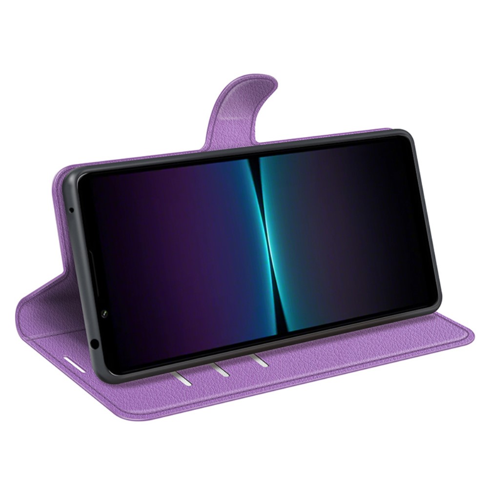  Sony Xperia 1 VI Fodral Litchi Läder Lila