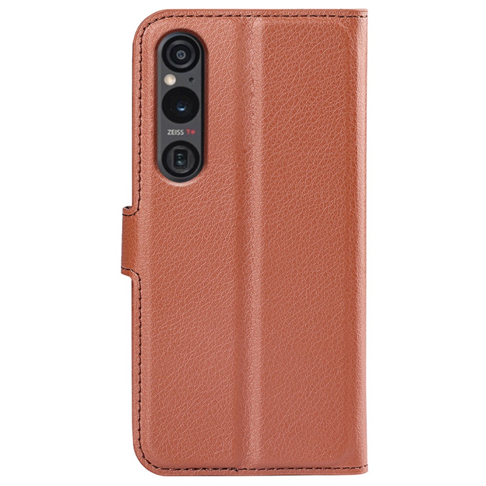  Sony Xperia 1 VI Fodral Litchi Läder Brun