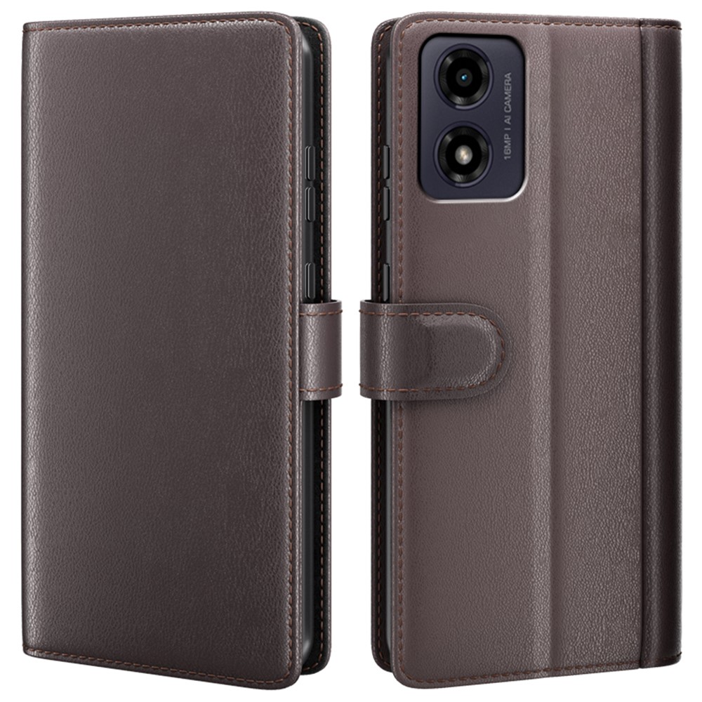  Motorola Moto G04 4G/G24 4G Äkta Läder Fodral Brun