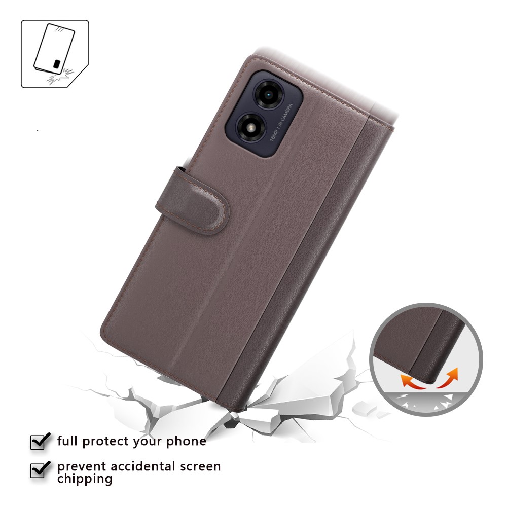 Motorola Moto G04 4G/G24 4G Äkta Läder Fodral Brun