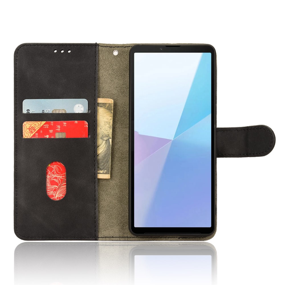  Sony Xperia 10 VI Fodral Skin Touch Läder Fodral Svart