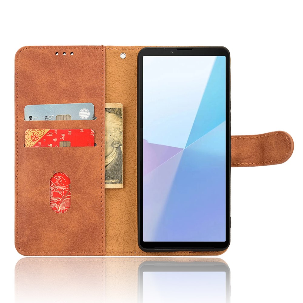  Sony Xperia 10 VI Fodral Skin Touch Läder Fodral Brun