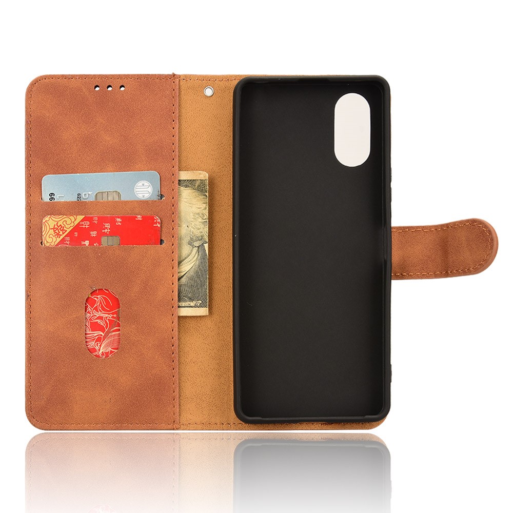  Sony Xperia 10 VI Fodral Skin Touch Läder Fodral Brun
