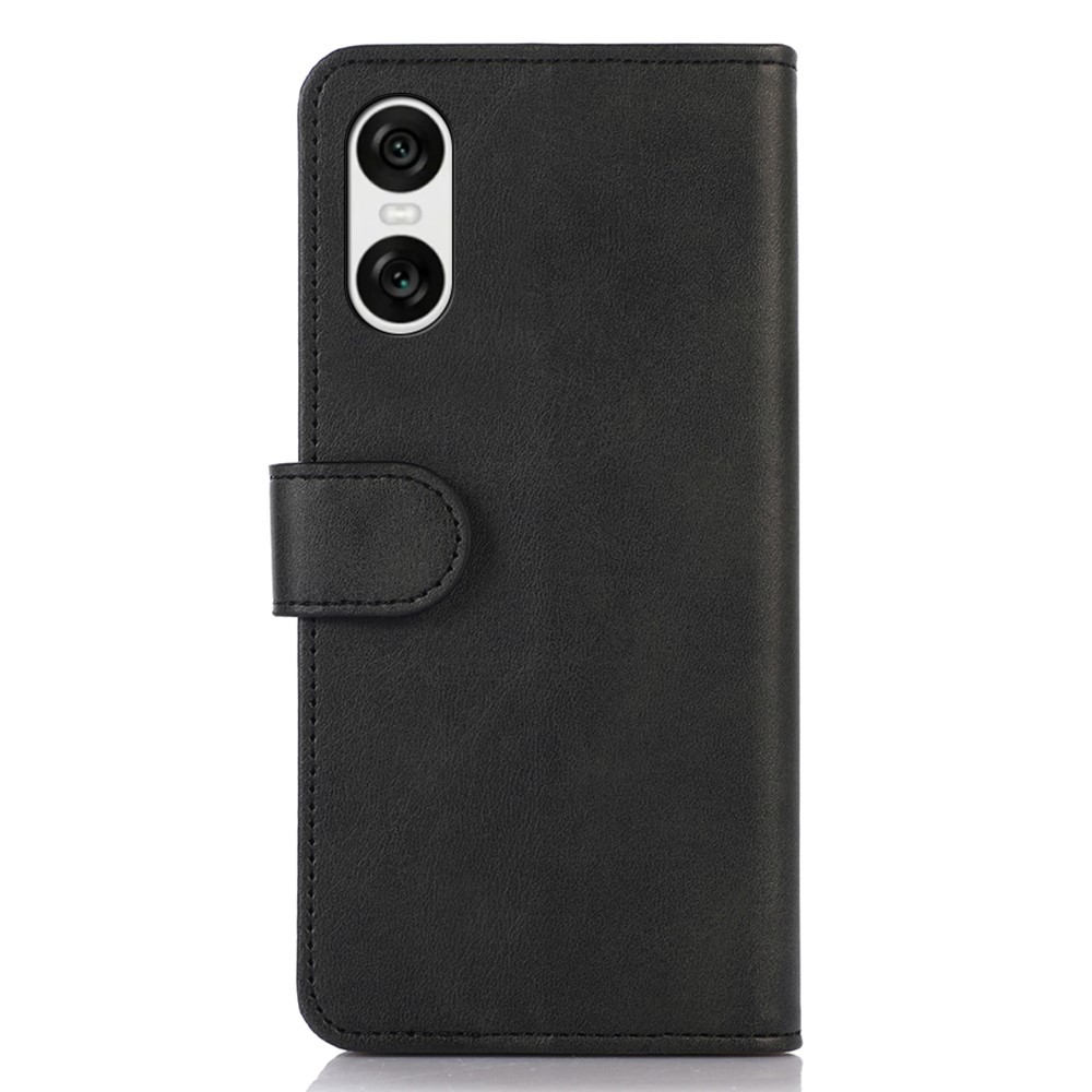  Sony Xperia 10 VI Läder Fodral Läder Solid Svart