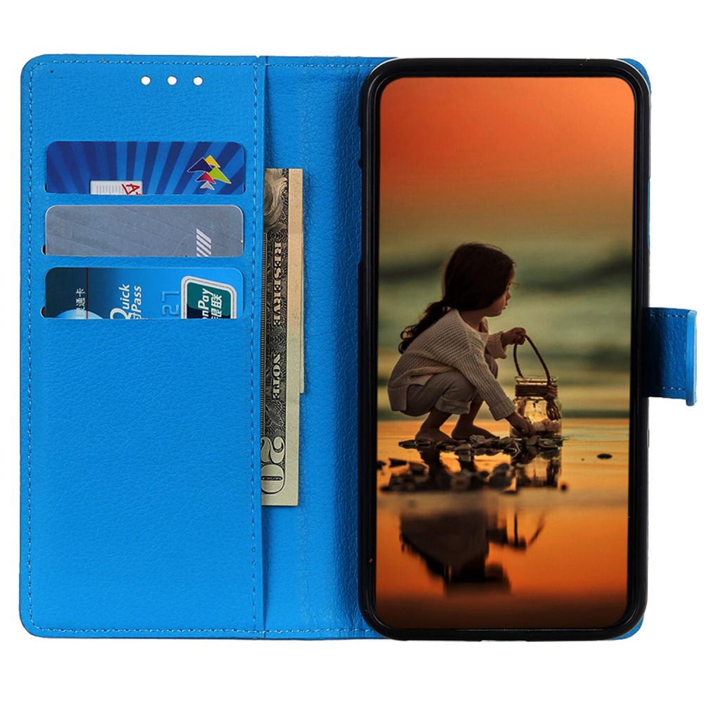  Motorola Edge 50 Pro 5G Fodral Litchi Läder Blå