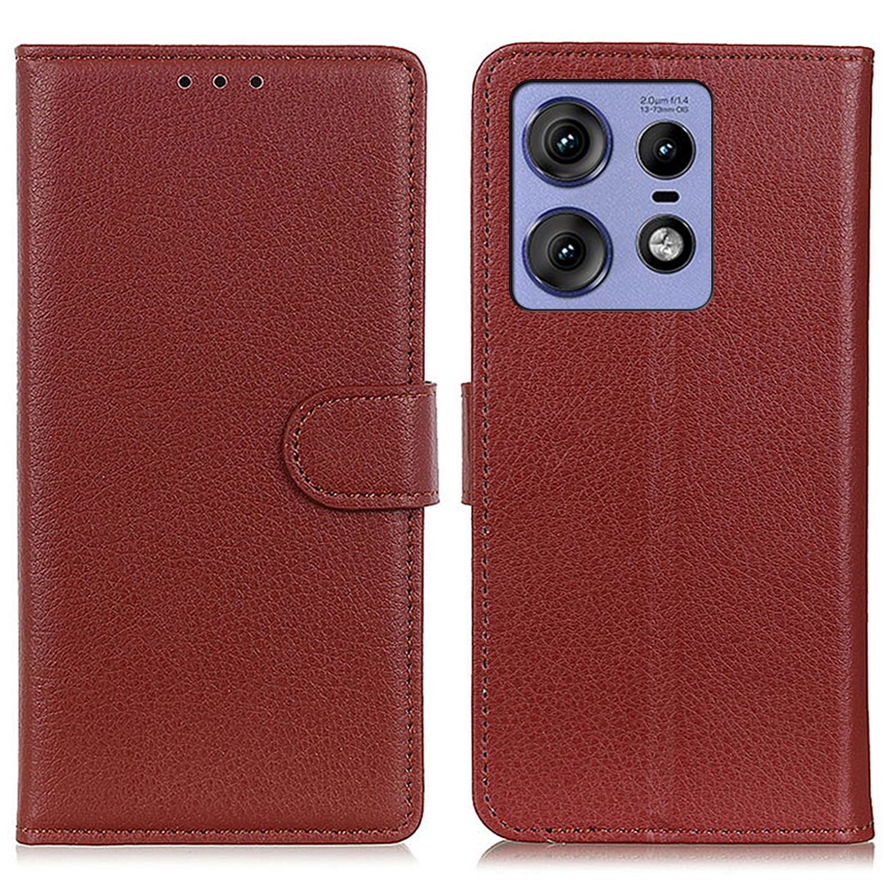  Motorola Edge 50 Pro 5G Fodral Litchi Läder Brun