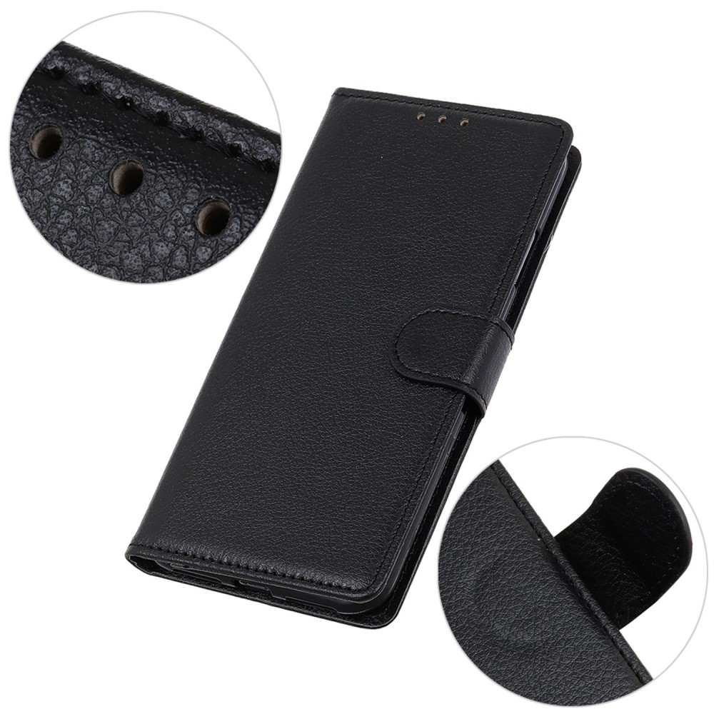  Sony Xperia 10 VI Litchi Läder Fodral Svart
