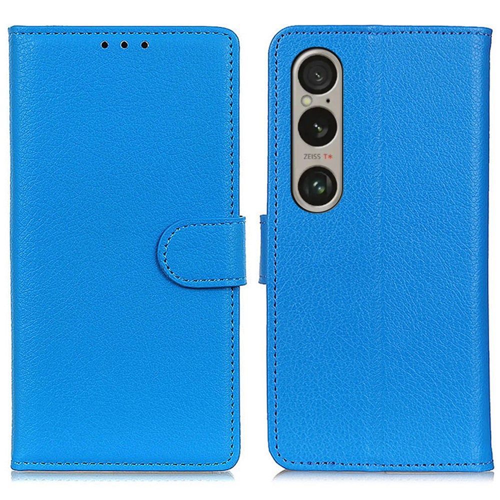  Sony Xperia 1 VI Litchi Läder Fodral Blå