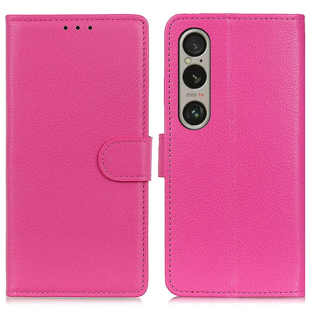  Sony Xperia 1 VI Litchi Läder Fodral Rosa