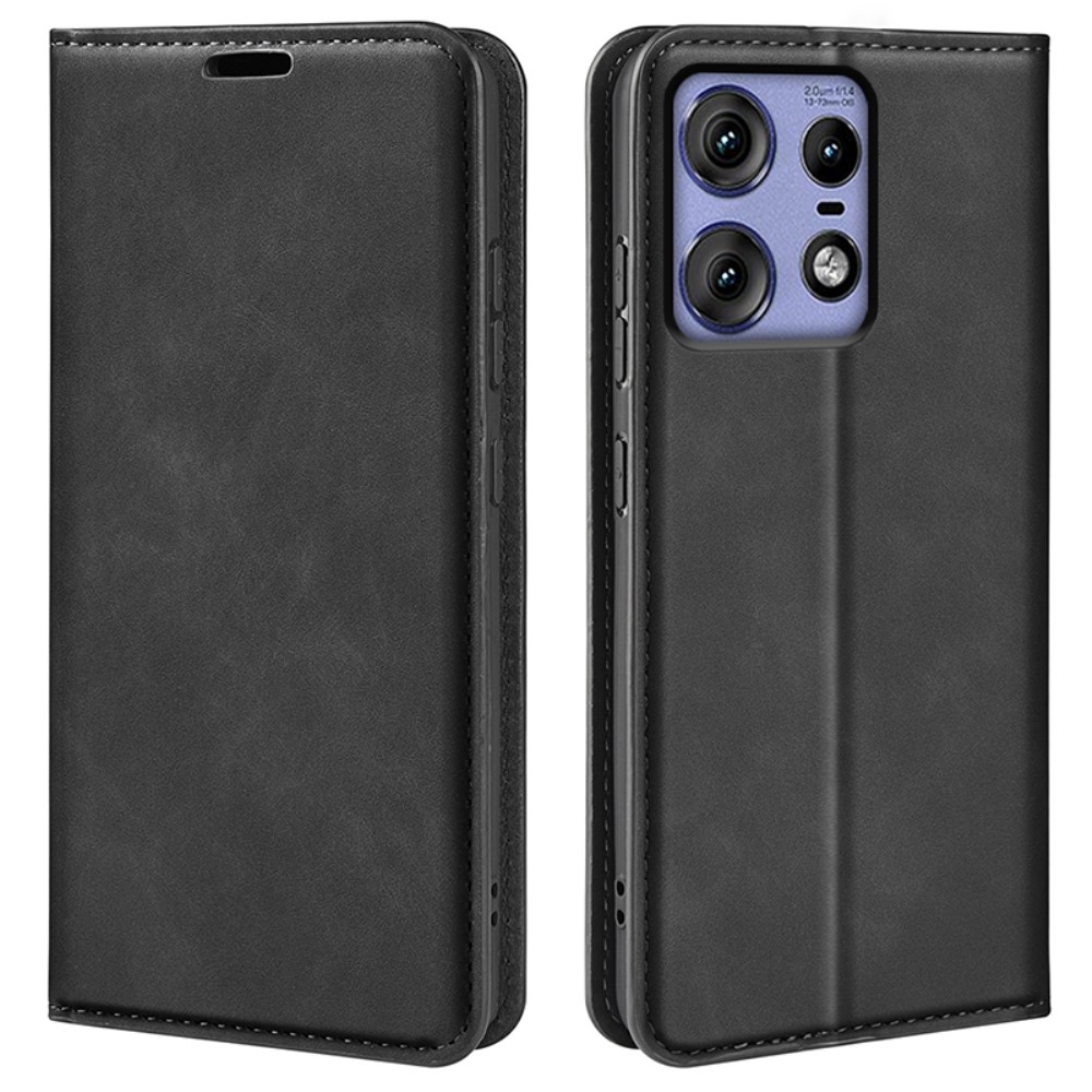  Motorola Edge 50 Pro 5G Retro Läder Flip Fodral Svart