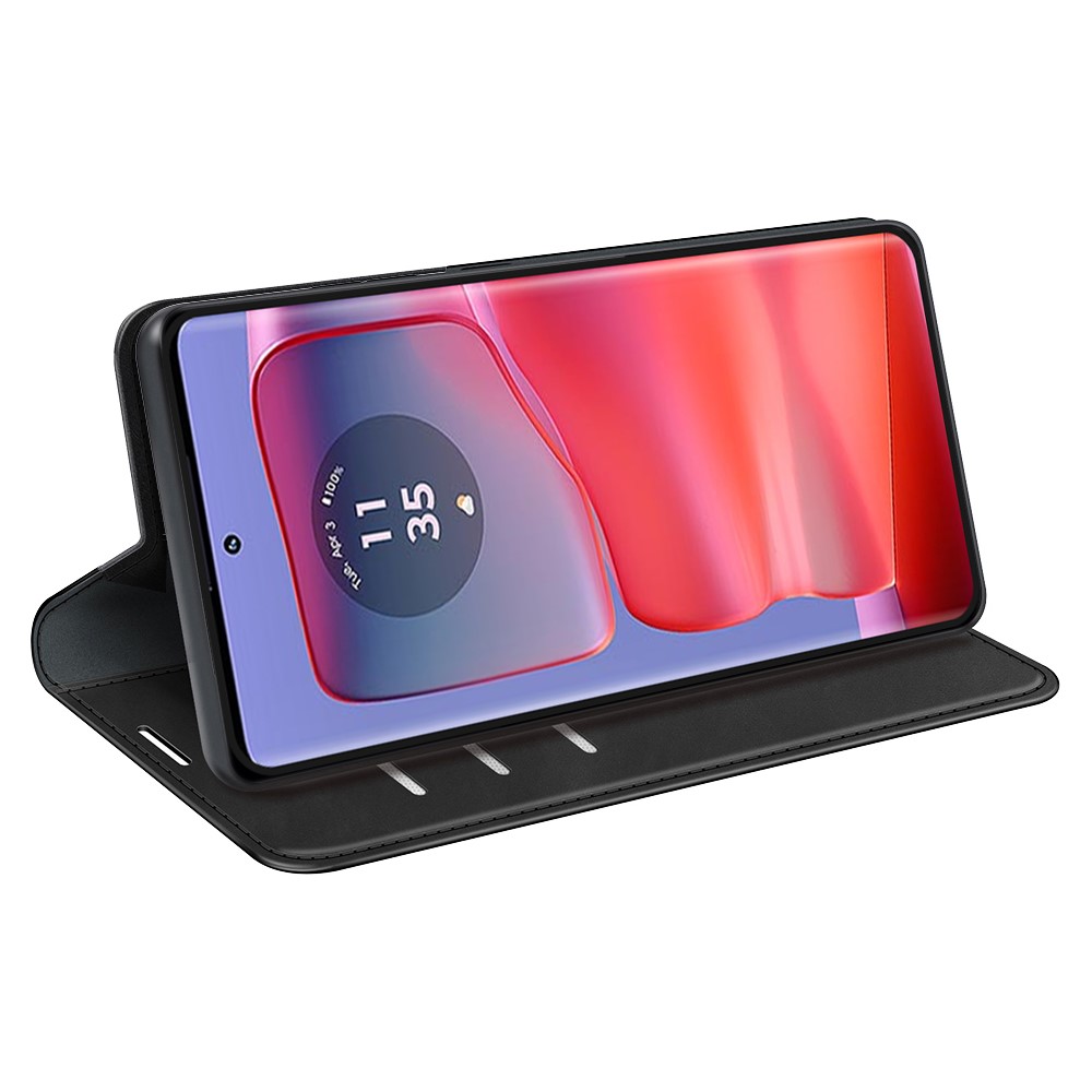  Motorola Edge 50 Pro 5G Retro Läder Flip Fodral Svart