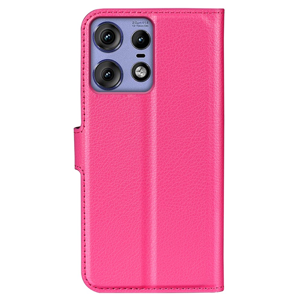  Motorola Edge 50 Pro 5G Litchi Läder Fodral Rosa