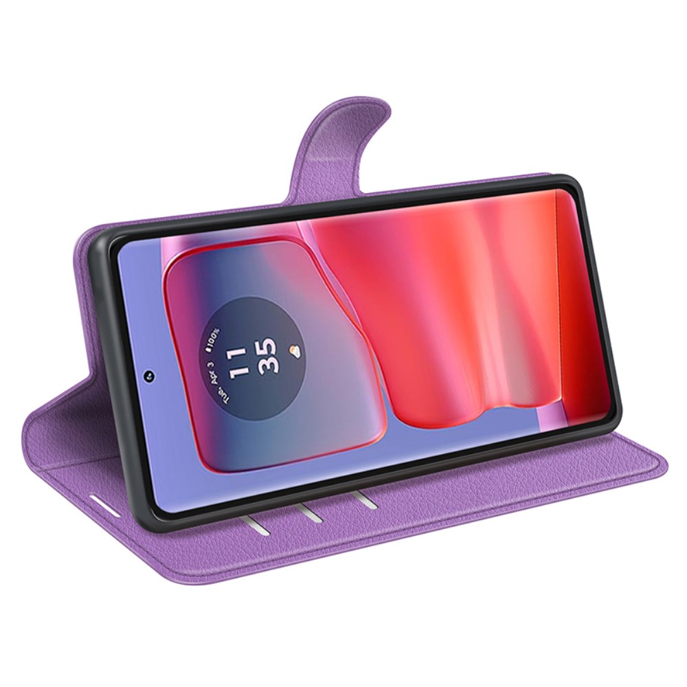  Motorola Edge 50 Pro 5G Litchi Läder Fodral Lila