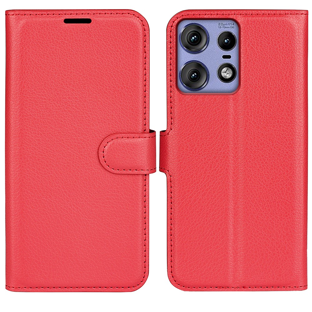  Motorola Edge 50 Pro 5G Litchi Läder Fodral Röd