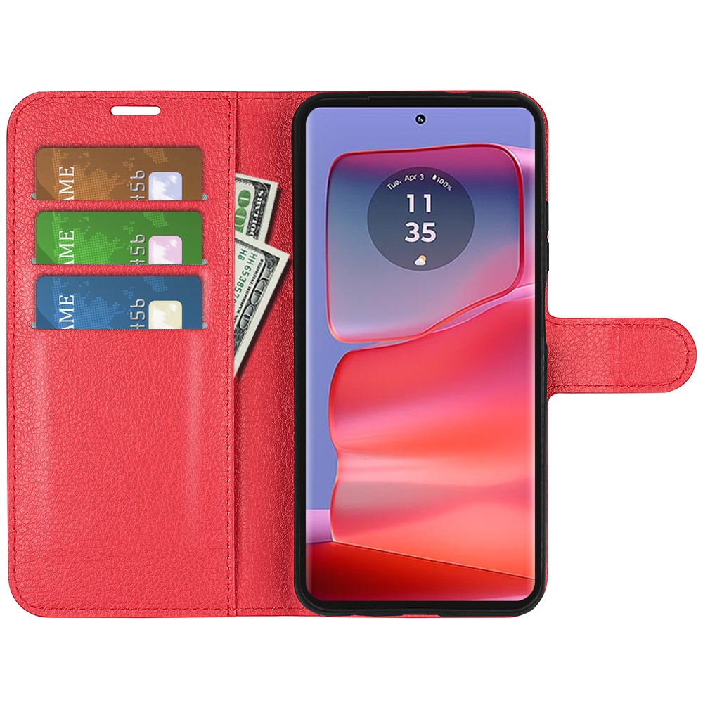  Motorola Edge 50 Pro 5G Litchi Läder Fodral Röd