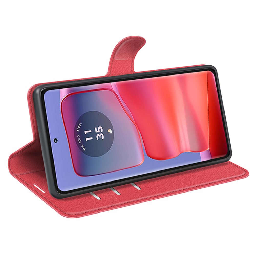  Motorola Edge 50 Pro 5G Litchi Läder Fodral Röd