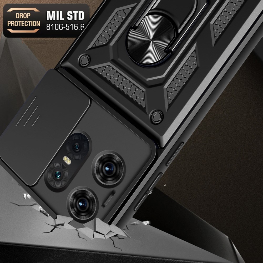  Motorola Edge 50 Pro 5G CamShield Armor Hybrid Ring Skal Svart