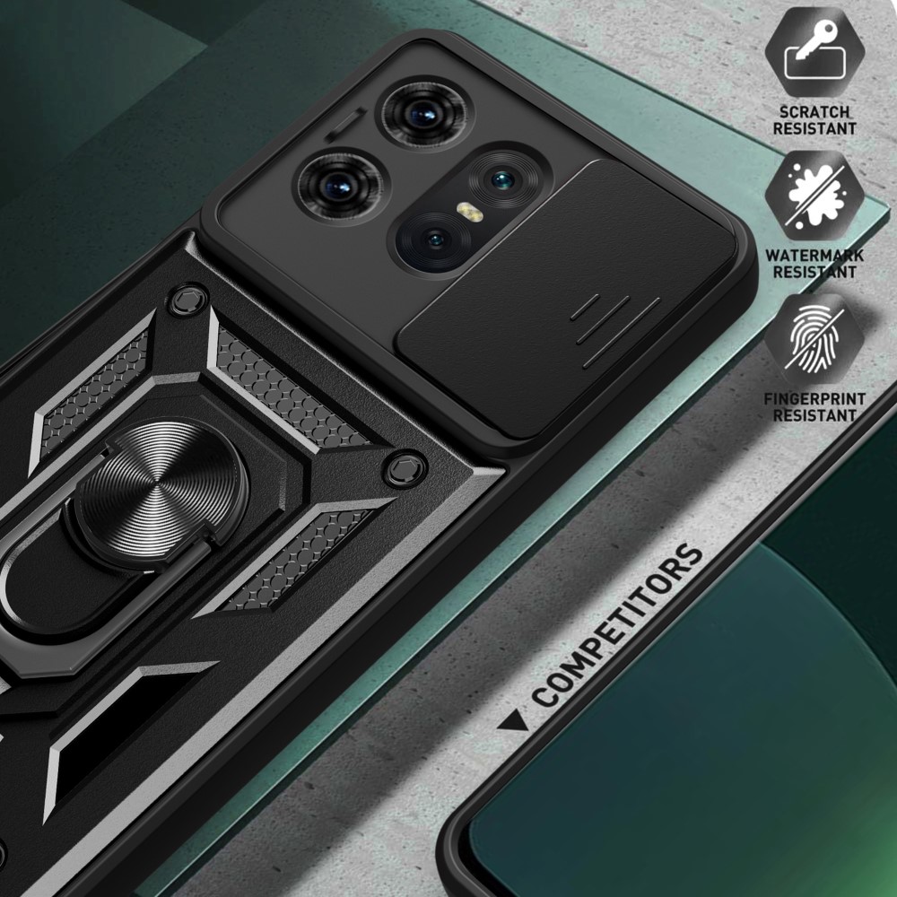  Motorola Edge 50 Pro 5G CamShield Armor Hybrid Ring Skal Svart
