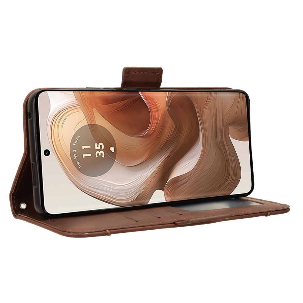  Motorola Edge 50 Ultra 5G Fodral Med Avtagbart Kortfodral Brun