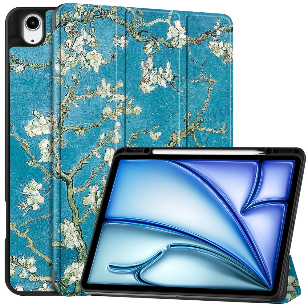  iPad Air 13 2026-2024 Tri-Fold Fodral Pennhållare Peach Blossom