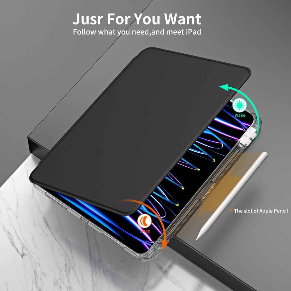  iPad Pro 11 2025/2024 Fodral Hybrid Rotation Penhållare Svart