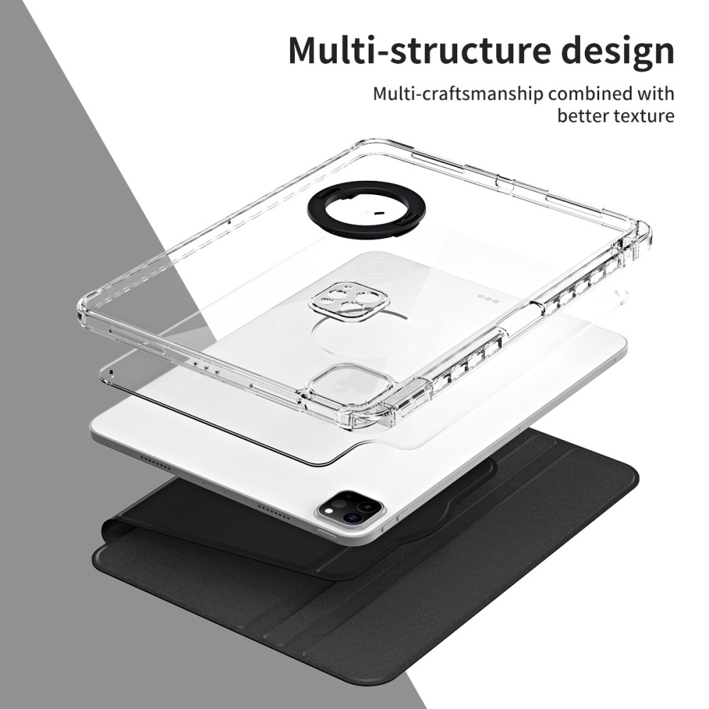  iPad Pro 11 2025/2024 Fodral Hybrid Rotation Penhållare Svart