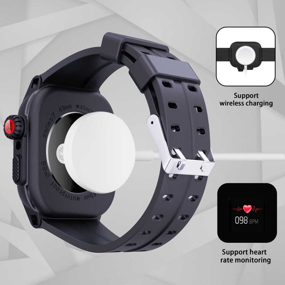 ShellBox ShellBox Armband Apple Watch 41 mm Vattentätt IP68 Skal Svart