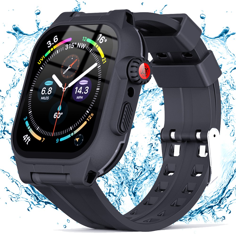 ShellBox ShellBox Armband Apple Watch 45 mm Vattentätt IP68 Skal Svart