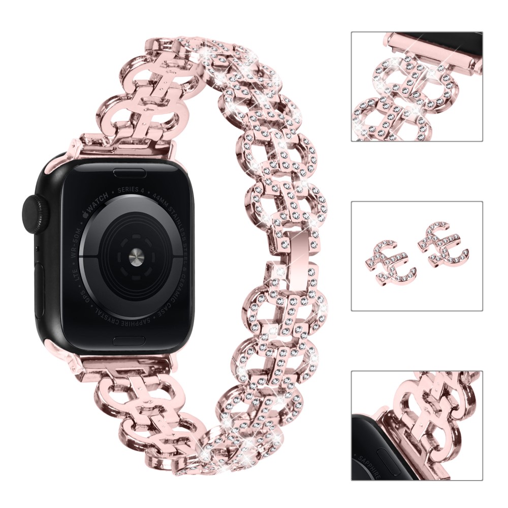  Apple Watch 42/44/45/46/49 mm Metal Bling Armband Roséguld