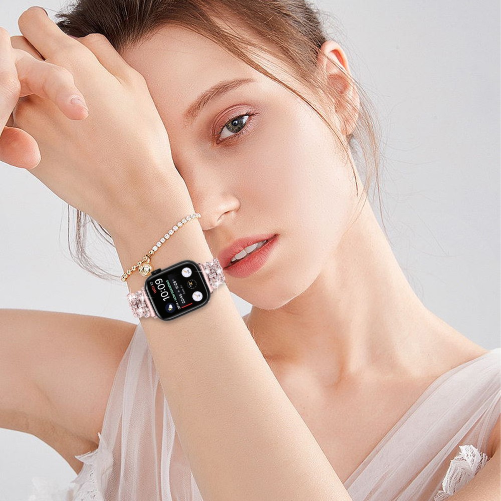  Apple Watch 42/44/45/46/49 mm Metal Bling Armband Roséguld