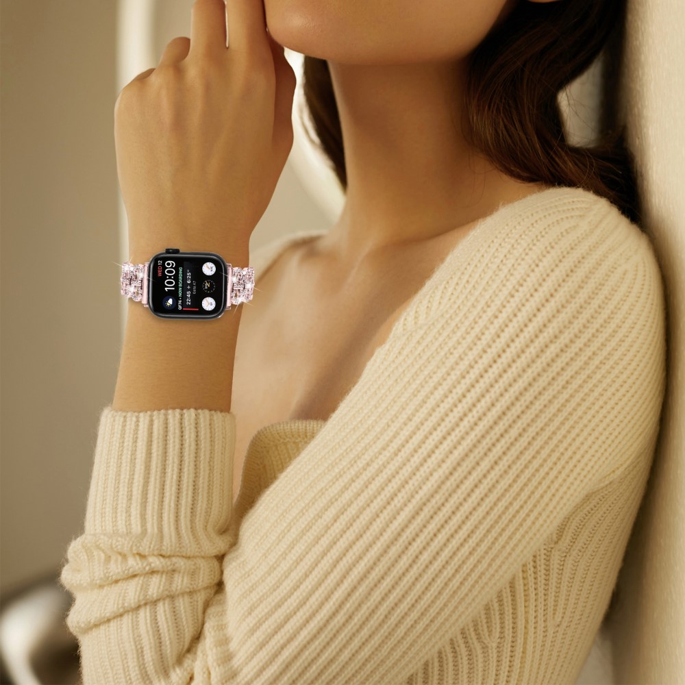  Apple Watch 42/44/45/46/49 mm Metal Bling Armband Roséguld