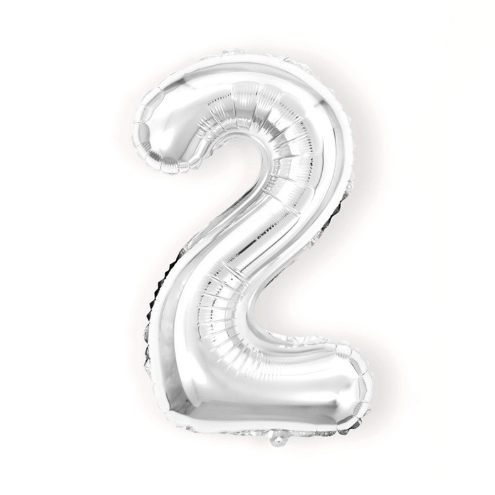  Sifferballong Nummer 2 40 cm Silver