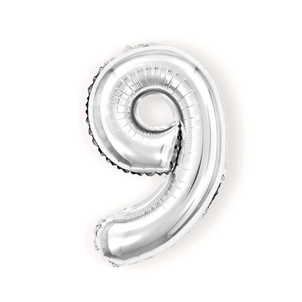  Sifferballong Nummer 9 40 cm Silver