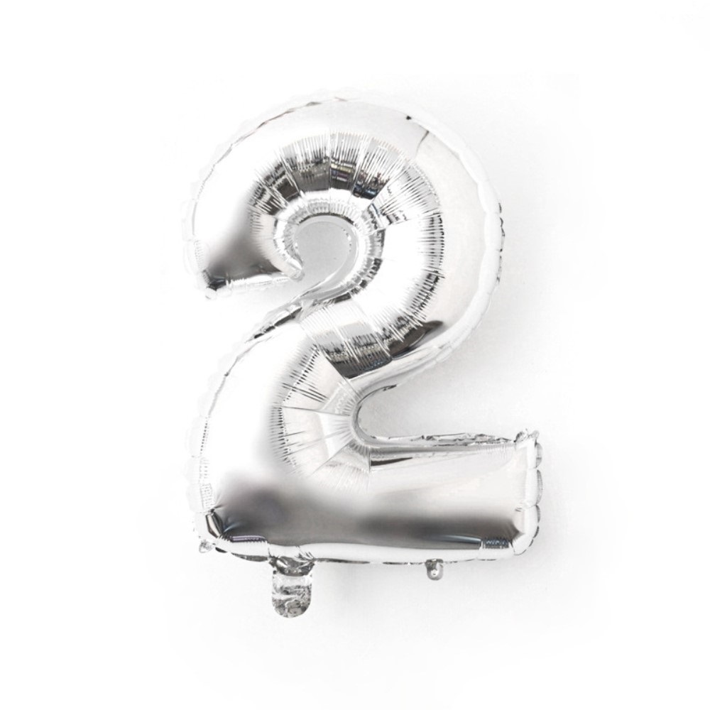  Sifferballong Nummer 2 70 cm Silver