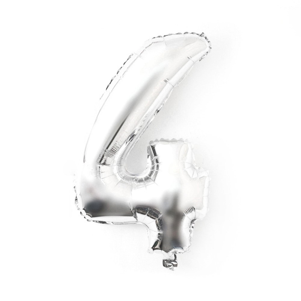 Sifferballong Nummer 4 70 cm Silver